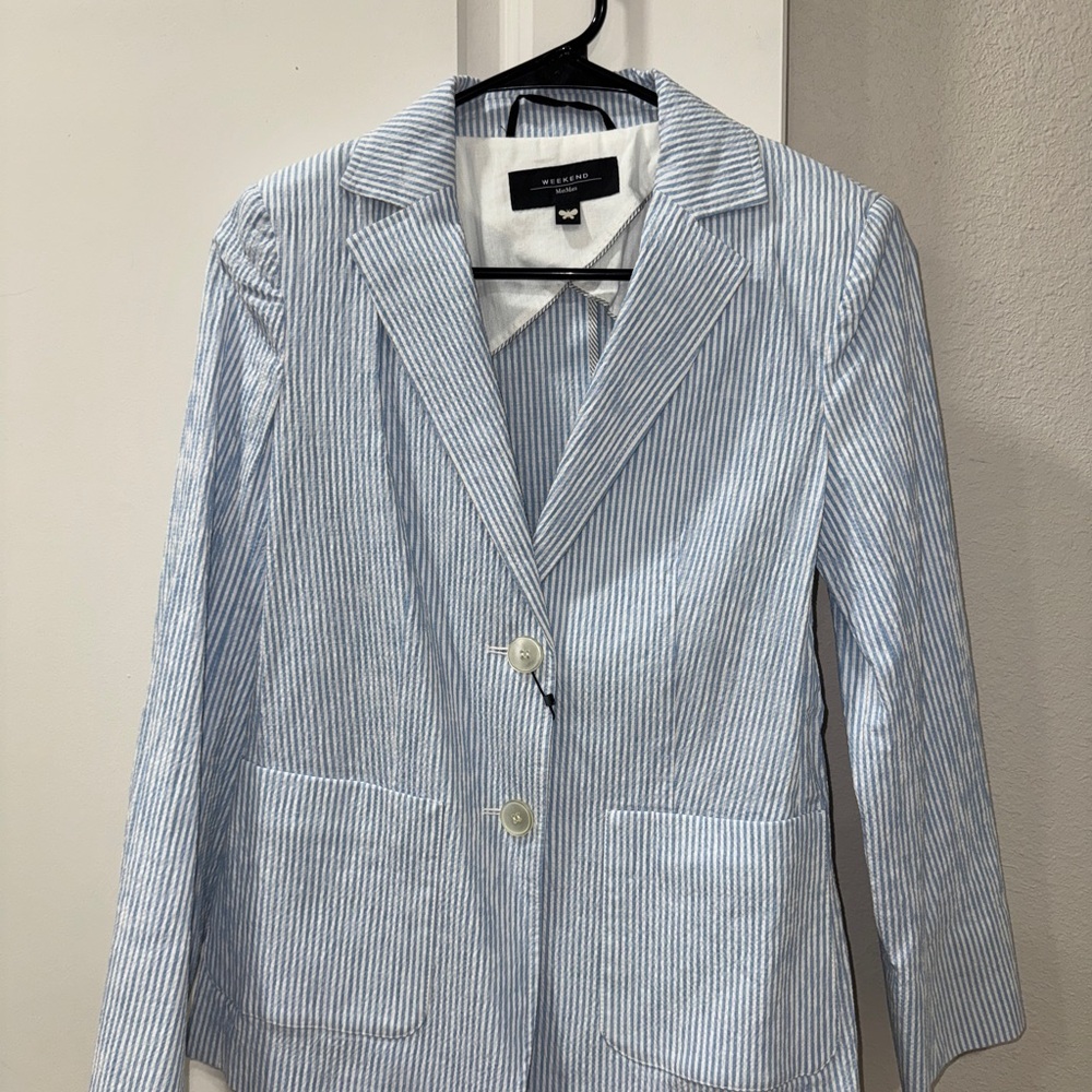 MaxMara Light Blue Striped Blazer